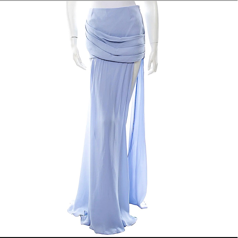 JAY AHR W/TAGS Pale Blue High Slit Maxi Skirt (Small) BNWT Retail $2,985.00+tax